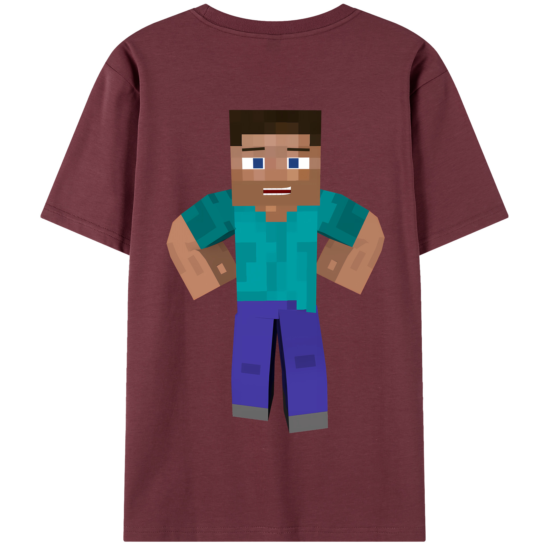 （画像用） マインクラフト ブロックの世界 Minecraft MC Block world 綿100％半袖Tシャツ（背面プリント）